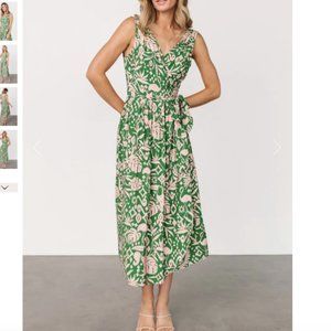 Dress Forum Baltic Born Billie Wrap Midi Dress Green Blush Tropical Print